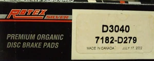Juego de pastillas de freno de disco trasero, orgánico - Rotex D3040 - Imagen 1 de 1