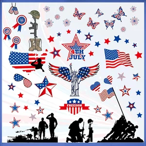 4Th of July Land of the Free America Patriotic Memorial Day Window Clings Americ - Picture 1 of 11