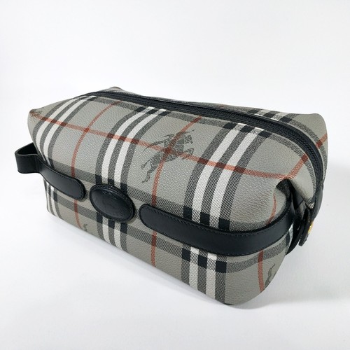 Burberry's © Pochette Vintage Haymarket Check Borsa Trucco Anni 90. Made in Italy
