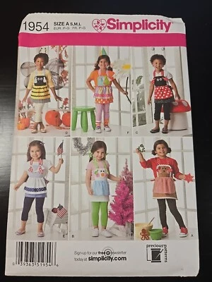 Simplicity Pattern 1954 Girl's Costume Bib Aprons Size A Sm-Med-L  Uncut - Image 1 of 2