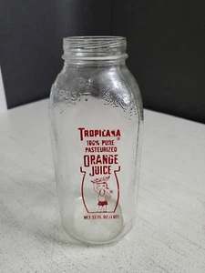 Vintage Tropicana HULA GIRL Glass Orange Juice Bottle 32 Oz. 8.5” Tall No Lid - Picture 1 of 9