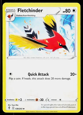 Fletchinder SWSH07: Evolving Skies #139/203 Uncommon - Image 1 of 2