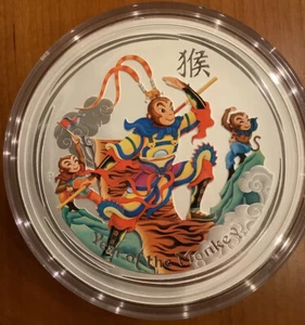 Silbermünze 1 KG Lunar Monkey King Silber Affe Affenkönig Coloriert Farbig - Bild 1 von 6