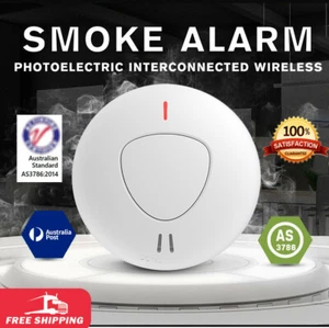 Wireless Interconnected Photoelectric Smoke Alarm Detector 10 Year Battery - Picture 1 of 18