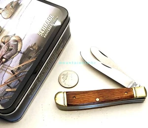 Schrade USA RARE Trapper Oak Wood 4.1" Knife w/ Gift Tin DU Leftover Inventory - Picture 1 of 6