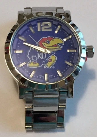 New Kansas Jayhawks Mens Watch, Bracelet, Metal, With Free Battery Cover