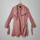 Portmans Jacket Womens 12 Pink open front Coat Tie up waist