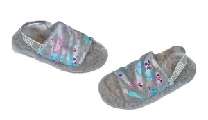 UGG Women's Size 9 Fluff Yeah Tiger Flower Slippers Grey 1127055 - Picture 1 of 9