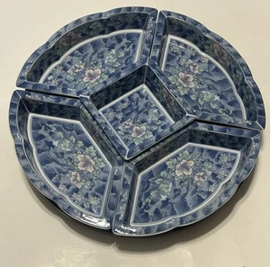 Vintage Japanese Andrea by Sadek Porcelain Tray Lazy Susan Set Appetizer Dishes - Picture 1 of 9