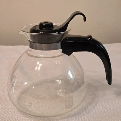 Medelco 12 Cup Glass Whistling Coffee Tea Pot Carafe Kettle Black Handle  - Image 1 of 4