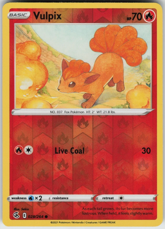 PO-06 Reverse Holo Vulpix (28) 028/264 Common SWSH08: Fusion Strike - Image 1 of 1