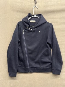 Tomsware Jacket Mens Medium Black Asymmetrical Zip Hoodie Cotton Moto Casual - Picture 1 of 7