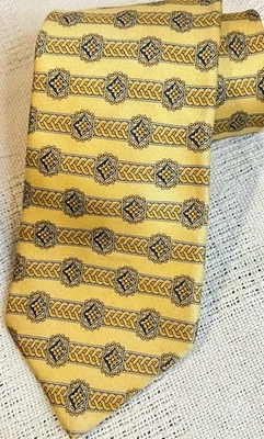 Corbata de lujo Zilli amarillo dorado con nudo celta patrón geométrico Foto 1 de 4