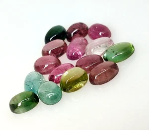 Natural Multi Tourmaline Oval Shape Cabochon Lot 15.15 Ct Size 5X6.5 5.7X7.5 mm - Picture 1 of 8