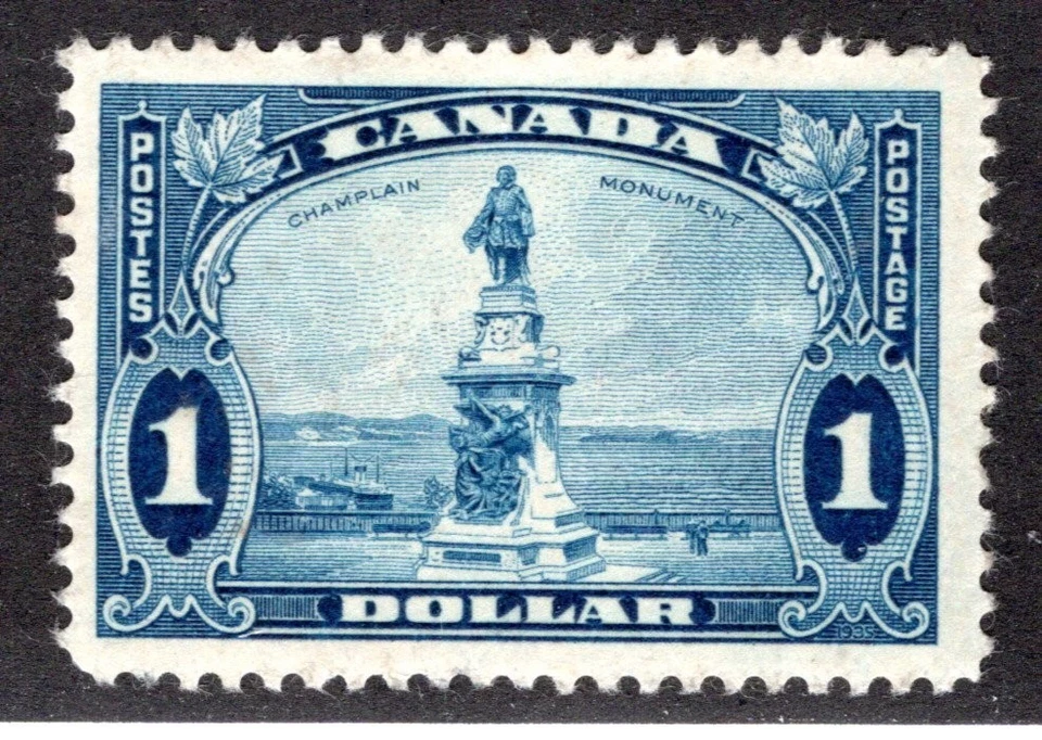 227, Scott, $1, Champlain Monument, 1935, F/VF, MLH, KGV, F/VF, Canada - Image 1 of 1