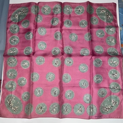 "Pañuelo Liberty 17""x17"" vintage de seda rosa ~ hecho en Inglaterra" Foto 1 de 4