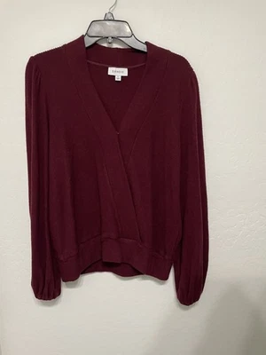Evereve faux wrap V-neck sweater - Size Large - Retail $128 - Rich, wine color! - Image 1 of 4