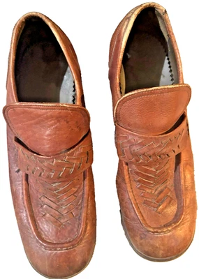 Mocasines de Tacón Grueso Vintage Años 70 Cuero Marrón Para Hombre Talla 10.5 Hechos en Brasil Foto 1 de 4