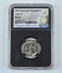 1936 Indian Head Buffalo Nickel Original Bag Fragment MS65 NGC *1991 - Picture 1 of 5