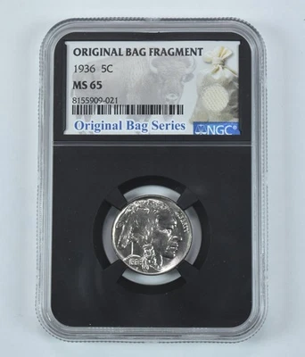 1936 Indian Head Buffalo Nickel Original Bag Fragment MS65 NGC *1991 - Image 1 of 4