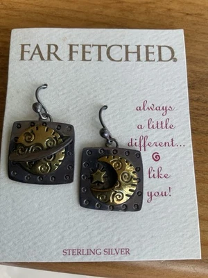 Brincos femininos muito buscados perfurados prata esterlina bronze estrelas lua México - Imagem 1 de 2