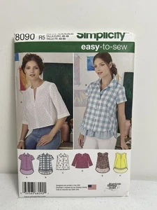 Simplicity Pattern 8090 EASY Button Front Shirt & Pullover Top w/Opts 14-22 UC - Picture 1 of 4