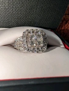 2.00 Ct Lab Diamonds Halo Composite Multi Row Engagement Ring. - Picture 1 of 4