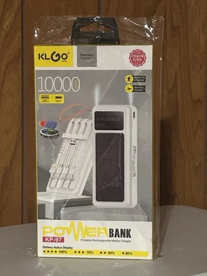 10,000mah Solar Powered Powerbank With Built In Flashlight 4 Cables Rechargeable - Image 1 of 4