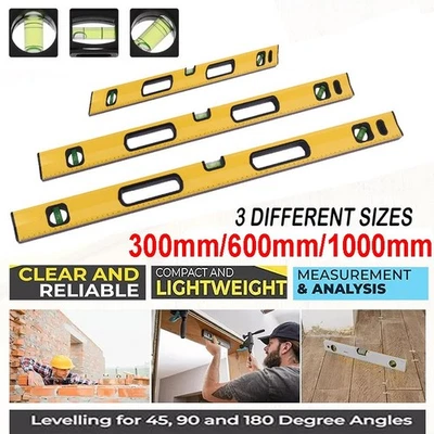 MAGNETIC 3 PIECE BUILDERS BUILDING SPIRIT LEVEL SET - 300, 600, 1000mm