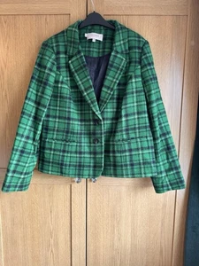Hobbs tweed blazer jacket size 20 green check country equestrian Classic - Picture 1 of 15