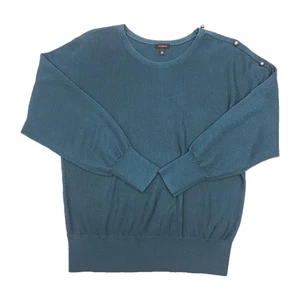 Talbots Pullover türkis Wollmischung Strick Dolmanärmel Knopf Größe Medium Shirt Oberteil - Bild 1 von 13
