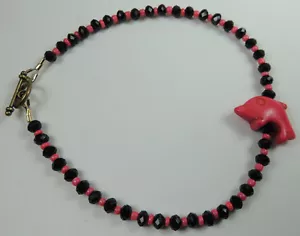 Fußkettchen Kristall Schockierend Rosa Perlen Howlith Delphin Handarbeit Strand - Bild 1 von 3