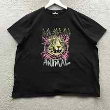 Def Leppard T-Shirt Mens 2X Short Sleeve Leopard Animal Graphic Crew Neck Black 