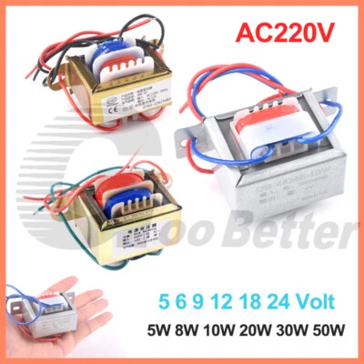 Power Transformer 220 VAC, 5W 8W 10W 20W 30W 50W Watt Output 5,6,9,12,18,24,Volt - Image 1 of 4