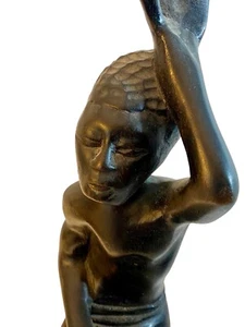 Geschnitzte afrikanische Holzkunst Skulptur Vintage Trommler 15 Zoll groß - Bild 1 von 7