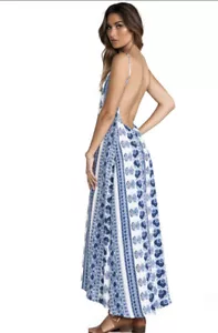 Flynn Skye Scoop Back Maxi Dress In Indigo Nights Size 2 US Medium Worn Once - Picture 1 of 8