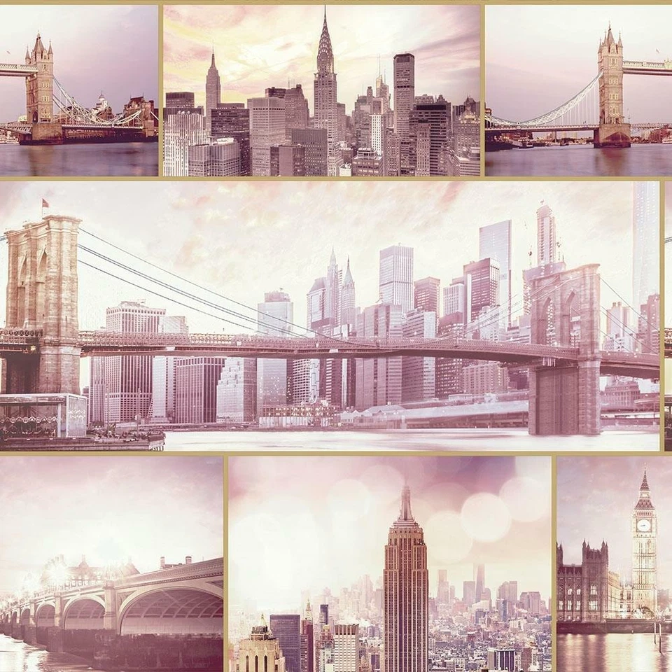 Arthouse Diamond City Scene Newyork London Blush Wallpaper 906707 - image 1 of 1