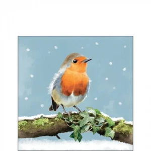 20 Papierservietten, Cocktail - Servietten ROBIN ON BRANCH by Ambiente 25x25cm - Bild 1 von 1