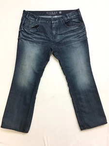 Y2K GUESS Outlaw Jeans Men's 40 x 29 Regular Fit Straight Dark Wash Denim Blue - Picture 1 of 20