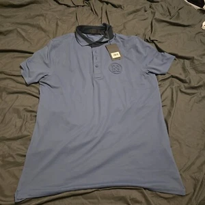 Polo de golf gris grande con ribete en contraste G/Fore G4 para hombre NUEVO NUEVO CON ETIQUETAS - Imagen 1 de 6