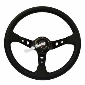 350mm Black PVC Leather Corsica Style Deep Dish Racing Sprots Steering Wheel 14" - Picture 1 of 6