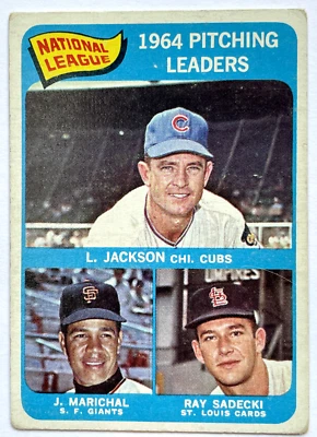 1965 Topps NL Pitching Leaders Larry Jackson Ray Sadecki Juan Marichal HOF  #10 - Image 1 of 2