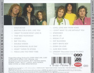 FOREIGNER DEFINITIVE NEW CD