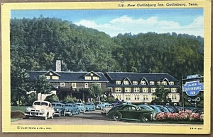 Nuevo lote postal de estacionamiento de autos antiguos Gatlinburg Inn Tennessee c1940 - Imagen 1 de 2