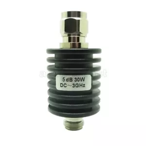 RF Coaxial Attenuator 30W Watts 5dB N Type Male to Female DC-3GHz 50 Ohms Round - Picture 1 of 8