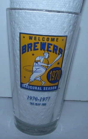 Milwaukee Brewers 1970 Inagural Season Owgast Beer Barrel Man Miller Beer Glass Cover