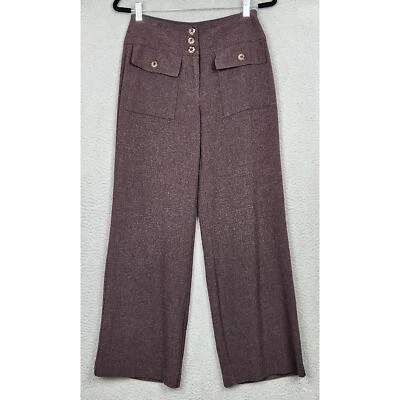 JOSEPH RIBKOFF Pants Womens Size 8 Brown Button Pockets Wide Leg Measure 27X29.5 - Image 1 of 4