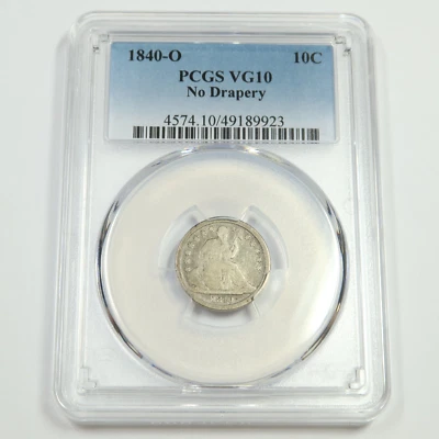 1840 O PCGS VG10 No Drapery - Silver Seated Dime - US Coin #49435A - Image 1 of 2