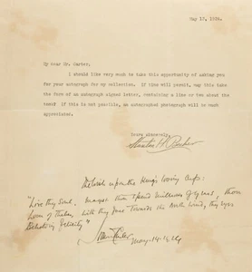 HOWARD CARTER Signed Letter - Archaeologist / Egyptologist 9"x8" reprint - Picture 1 of 1