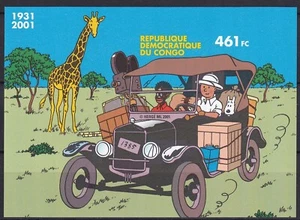 Kongo 2001 Yvert SS 67a ungezähnt Comics Tim und Struppi postfrisch sehr schön - Bild 1 von 1